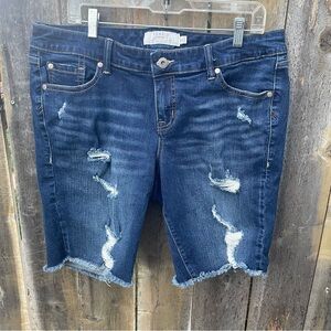 Torrid Women's Dark Blue Distressed Jean Shorts Sz.16